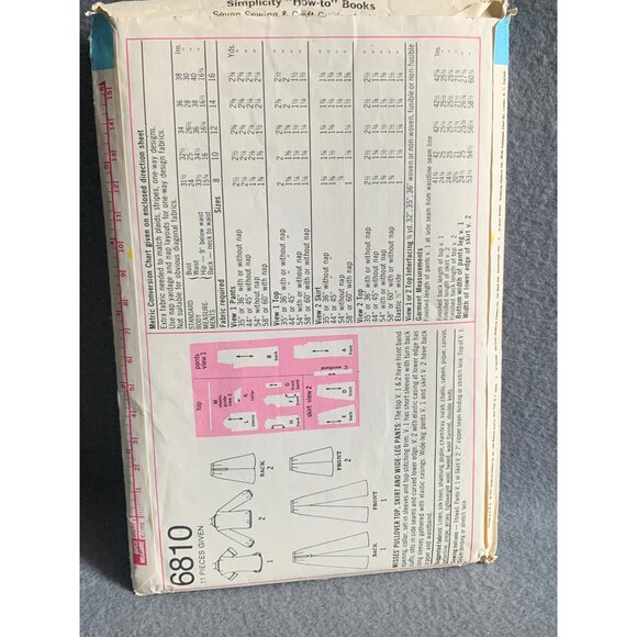 Simplicity 6810 Vintage Sewing Pattern Misses Size 14 Shirt Skirt Pant Uncut - Picture 2 of 2